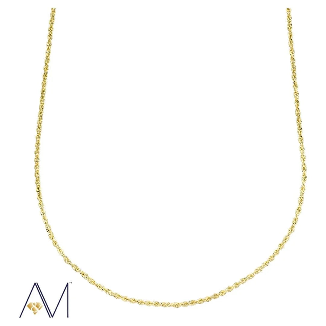 14K Yellow Gold 1.5Mm Rope Chain Necklace, 16¨C24 Inch, Lobster Clasp, Adult Unisex