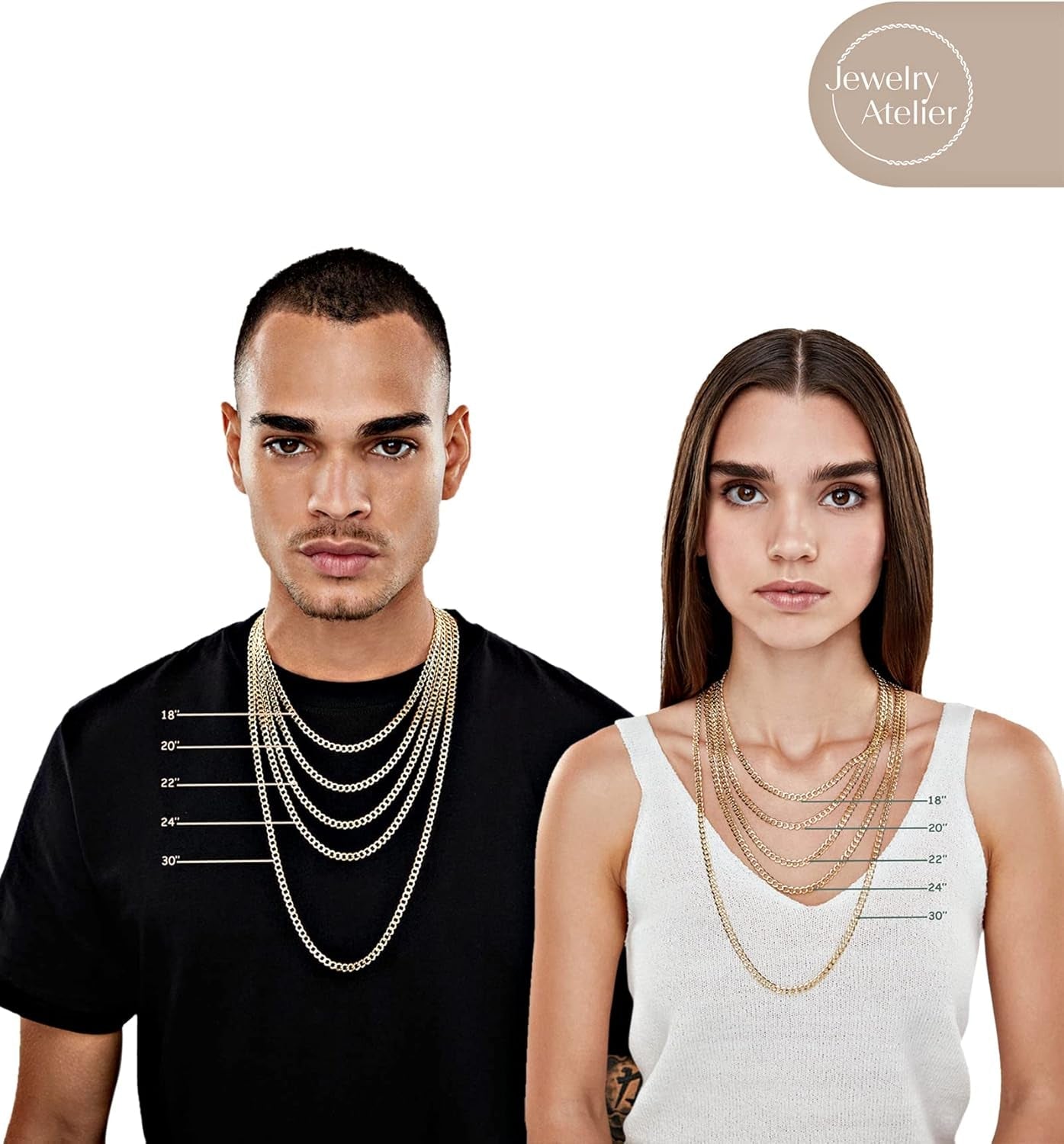 Gold Chain Necklace Collection - 14K Solid Yellow Gold Filled Miami Cuban Curb Link Chain Necklaces for Women and Men with Different Sizes (2.7Mm, 3.6Mm, 4.5Mm, or 5.5Mm)