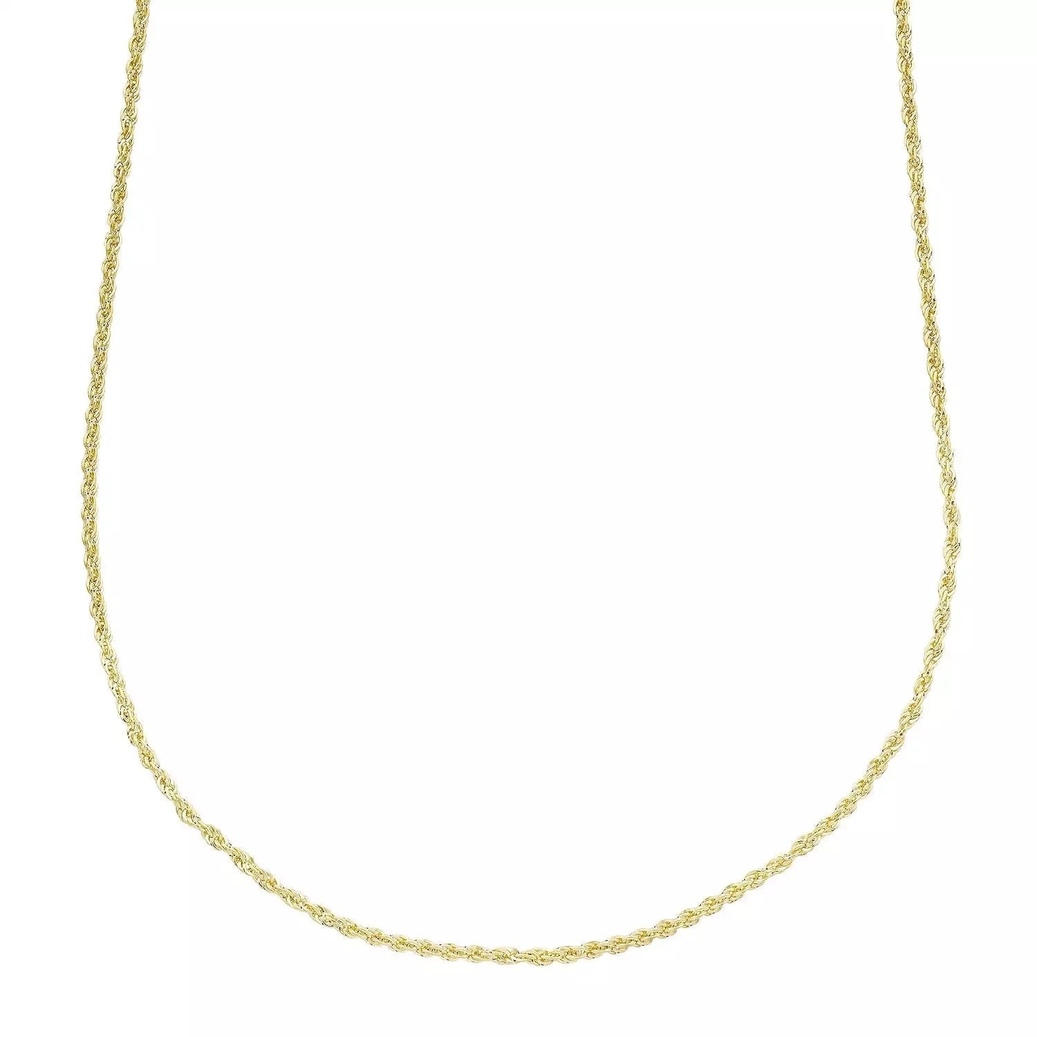 14K Yellow Gold 1.5Mm Rope Chain Necklace, 16¨C24 Inch, Lobster Clasp, Adult Unisex