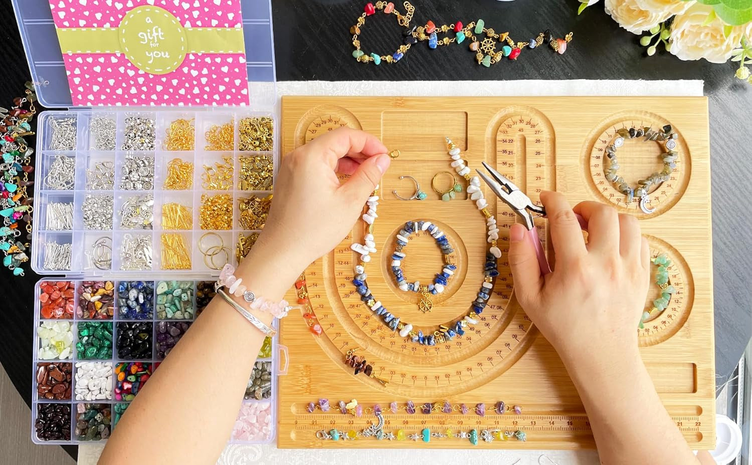 Jewelry Making Kit for - 1760 PC Crystal Beads, 800 PC Jewelry Findings, DIY Br