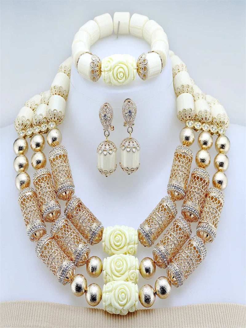 Orange African Resin Bead Necklace Jewelry Set Resin Jewelry Nigerian Jewelry Set Bridal Gift for Women Wedding